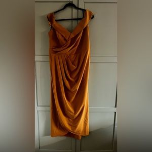 Marigold mock wrap dress